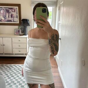 NWT Aritzia Sunday Best Shimmer Dress- Off-White Mini Satin Dress